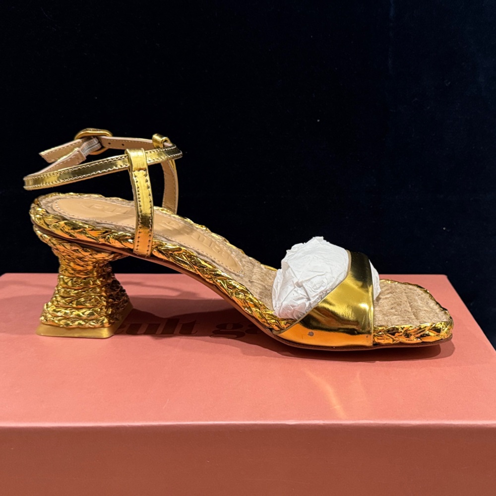 cult gaia Javiera Gold Braided Ankle-Strap Sandals - Picture 7 of 15